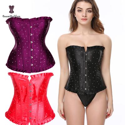 China Plus Size Tall Women Corset Antibacterial Blue Purple Crop Top Red Sequin Corset And Bustier For Dance Wear for sale