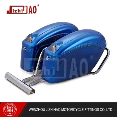 China LED Lights Universal ABS Motorcycle Saddle Hard Bags With LED Lights For Harley Honda Yamaha for sale