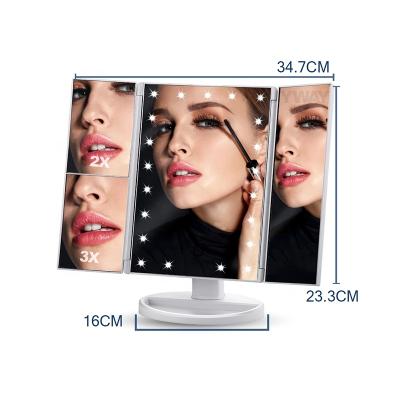 China LED Lighted Foldable Desk Lighted Makeup Cosmetic Mirrors With 22 Bulbs for sale