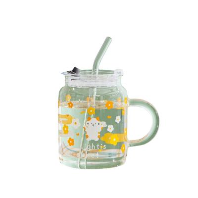 China Stocked STARLII New Arrival 500ml Cute Flower Print Recycled Drinking Water Tumbler Glasses Large With Straw And Lid Handle for sale