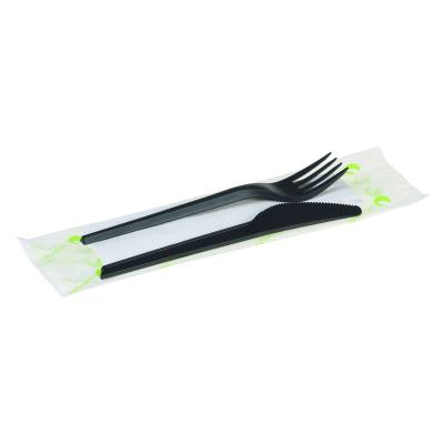 China Disposable 6 Inch Mealtime Compostable Dinner Biodegradable PLA Cutlery Flatware Set With Bag Packing for sale