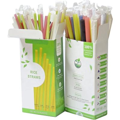 China Biodegradable Biodegradable Individual Package Food Grade Rice Rice Edible Straw With Paper Wrap for sale