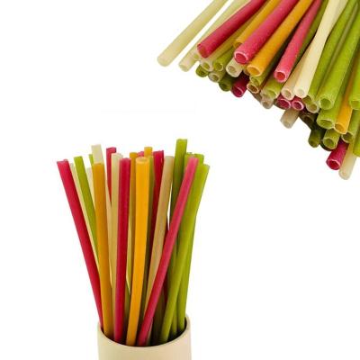 China 5/6/8/10/12MM Compostable Biodegradable Mixed Colorful Biodegradable Edible Rice Drinking Straw With Paper Wrap for sale