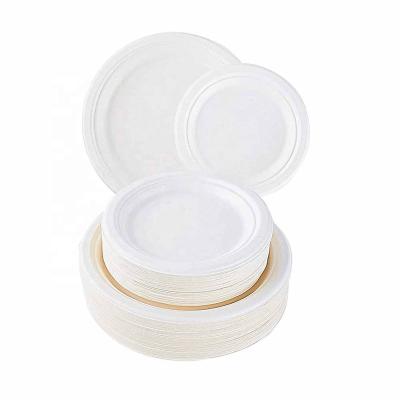 China 6/7/9/10 Inch Biodegradable Compostable Bagasse Round Disposable Biodegradable Dishes in Thailand Market for sale