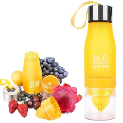 China Viable Leakproof 650ML BPA Tritan H2O Free Plastic Fruit Infusion Drink More Water Bottle With Strap for sale