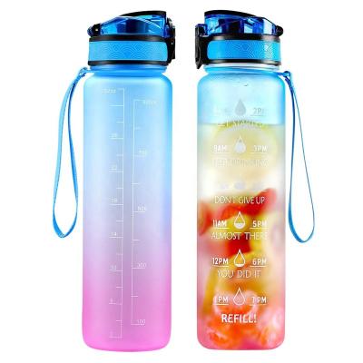 China Custom Colorful 32OZ Viable BPA Free Fruit Infusion Plastic Water Bottle With Carry Loop for sale