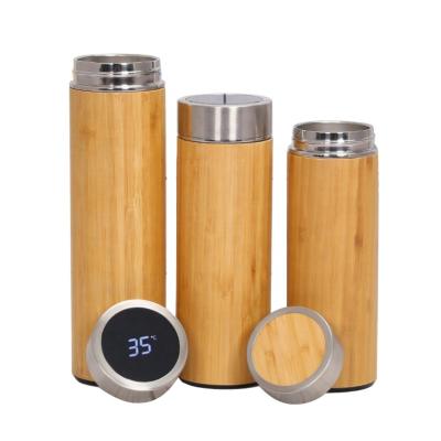 China PORTABLE 450ML Food Grade Stainless Steel Double Walled Bamboo Vacuum Insulated Thermos Flask With Gift Box for sale