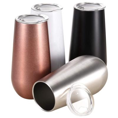 China PORTABLE Champagne Flutes Stainless Steel Wine Tumbler Set Insulated 6oz Wine Tumbler for sale