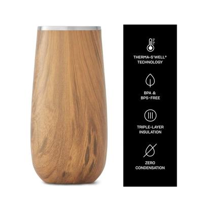 China PORTABLE Classic Vacuum Insulated 304 Steel Wood Wine Tumbler Sublimation Coffee Mug for sale