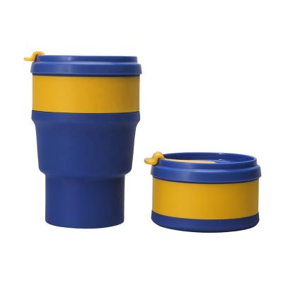 China 550ML Sustainable Reusable BPA Free Soft Silicone Collapsible Coffee Travel Collapsible Mug for sale