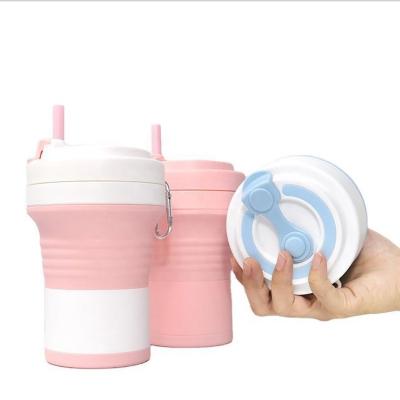 China 500ML Leak Proof Sustainable Collapsible Silicone Folding Coffee Mug for sale