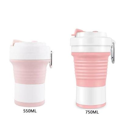 China Viable Custom 750ML Silicone Beer Tumblers Folding Coffee Mugs for sale