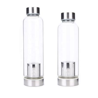 China Sustainable 500ml OEM Recycled Borosilicate Glass Water Bottle With Fruit Infuser for sale