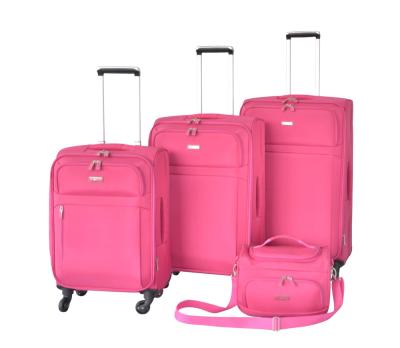 China Polyester Pink Color Trolley Soft Bag Travel Carry-on Luggage and Suitcase Travel Suitcase for sale