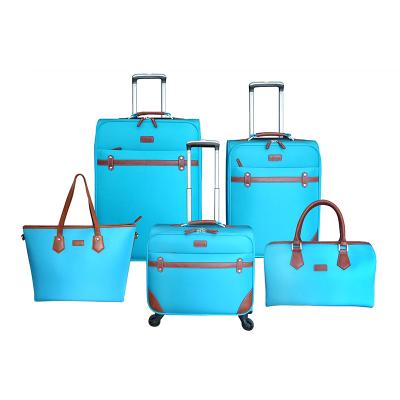 China Wholesale 5 Pcs Fashionable Luggage Cloth Carry On Luggage Sets Suitcase With Packing Bag for sale