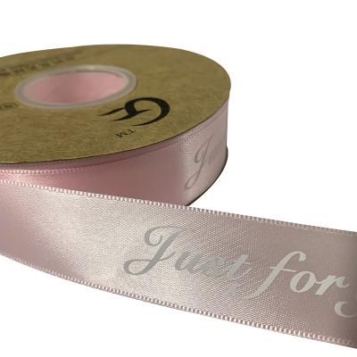 China Custom Logo Silk Screen Printed Gift Custom Made Personalized Ribbons Brand Polyester Ribbon for sale