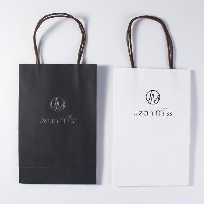 China Factory Direct Supply Custom Logo Black Luxury Paper Gift Bag Customized Clothes Packaging Paper Shopping Bag With Handle for sale