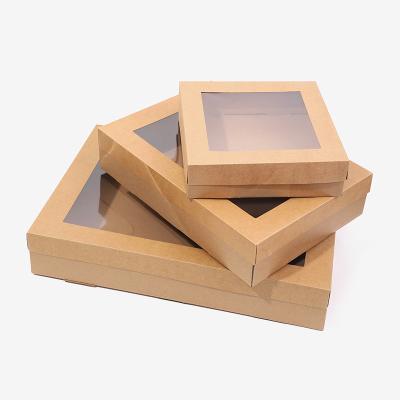 China Custom Easy Folding Portable Kraft Lid And Bottom Corrugated Paper Boxes For Shoes And Clothing With Window for sale