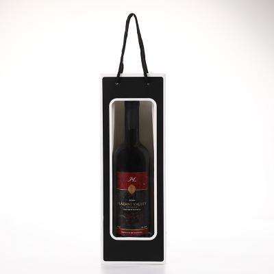 China Custom Recyclable Christmas Wine Gift Window Tote Bag With Label for sale