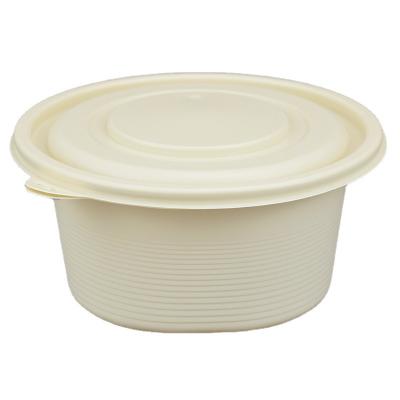 China Custom Biodegradable Disposable Round Bento Box Double Layer Cornstarch Bowl Printable LOGO for sale