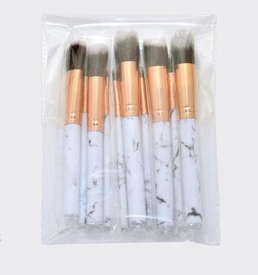 China Angular Blush 10pcs Base Custom Eyebrow Powder Marble Synthetic Fiber Bag Travel OPP Dense Makeup Brush for sale