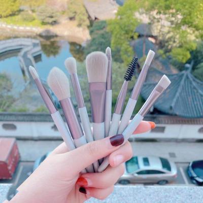 China Angular Blush New Mini Pack Matte Wooden Handle Portable Soft Hair Make Up Brushes Beauty Tools 8pcs Makeup Set Brush for sale