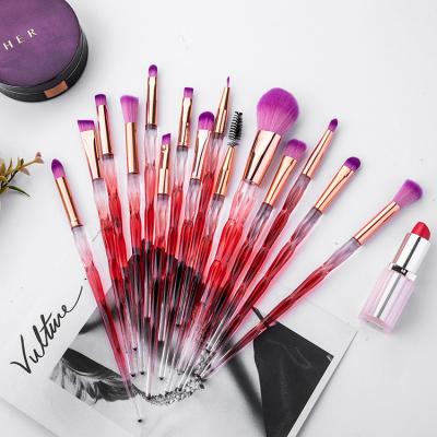 China Angular Blush Brushes 15pcs Make Up Logo Cosmetic Synthetic Hair Shining Custom Rouge Lip Blush Eye Shadow Makeup Brush for sale