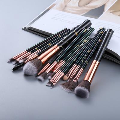 China Angular Blush 15pcs Logo Private Label Synthetic Hair Custom Korean Floral Lip Blush Eyebrow Marble Makeup Brush Set for sale