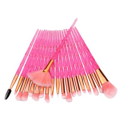 China Angular Blush 20pcs Logo Private Label Professional Powder Base Eyebrow Crystal Rainbow Synthetic Fiber Makeup Custom Set Brush for sale