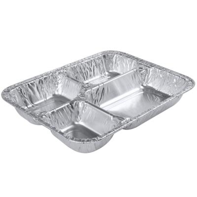 China 4 Compartment Eco - Friendly Durable 800ml Aluminum Foil Container Buffet Food Trays for sale