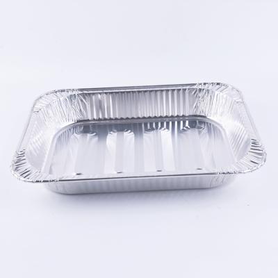 China Eco-Friendly Disposable Tray Food Disposable Tabletop Steamer Pan Grill Barbecue Aluminum Foil Container for sale