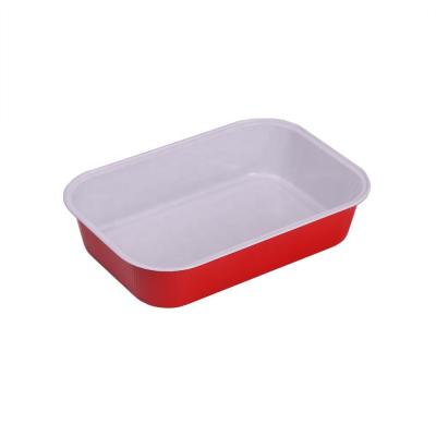 China Eco-friendly Disposable Food Grade Airline Aluminum Foil Container Colored Airline Food Casserole With Lid for sale