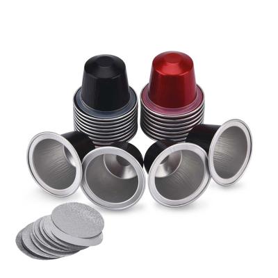 China 37mm material eco-friendly empty portable coffee capsule with aluminum joint lids and self-adhesive aluminum lid for sale