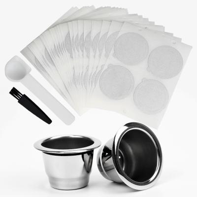 China Reusable Coffee Nespresso Capsules With 100 Foil Lids Stainless Steel Refillable Coffee Pods For Nespresso Machines for sale