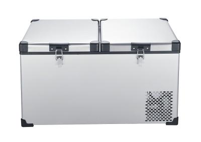 China New Product 75L Stainless Steel Double Zone AC Fast Freezing Portable Fridge/Refrigerator 12/24V DC120-240V Car Portable Fridge for sale