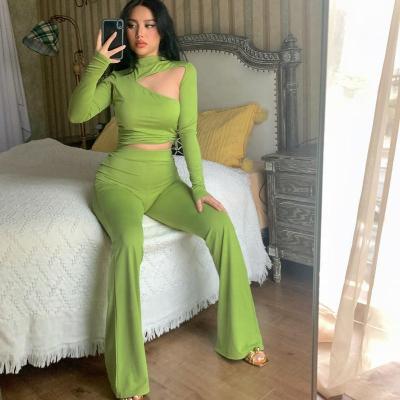 China BUKAI Breathable 2022 Spring Casual Outfits For Women Solid Color 2 Piece Pant Sets for sale