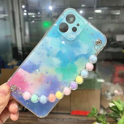 China Anti-drop Fashion PC TPU Cell Phone Cases For iPhone 13 12 Pro Case 11 With Cute Bracelet Chain Pearl Cell Phone Cases for sale