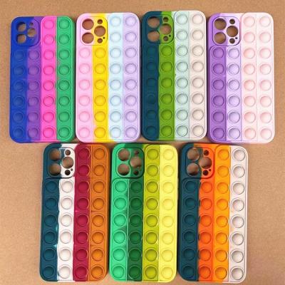 China Anti-drop bubble fidgety person toys protective mobile phone case suitable for Iphone13 mobile phone case apple 12 rainbow rodent pioneer silicone for sale