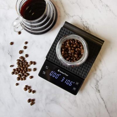 China Sustainable Kitchen Coffee Scale with Timer 3kg/0.1g Pour High Over Drip Espresso Scale with Backlit LCD Display (Batteries I for sale