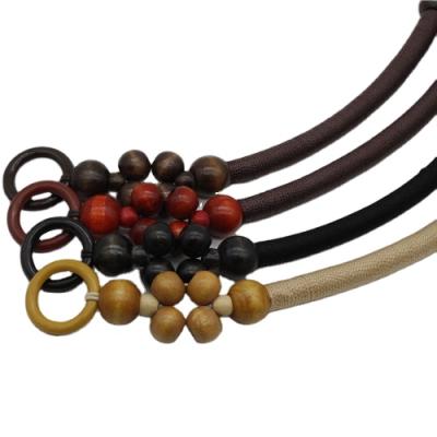 China Fasion Unique Ethnic Wind Wooden Beads Handles Bag Supply Wooden Beads Grommet Handles for sale