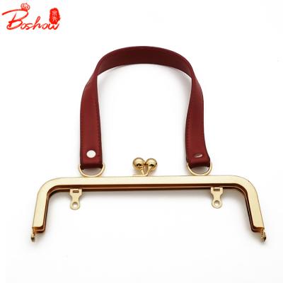 China Leather Handle 20.5cm Square Purse Clutch Frame Handbags Accessories Metal Leather Handle Ladies Wallet Basso-Relievo Coin Ball BS020201 for sale