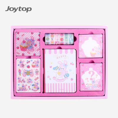 China Wholesale Gift Ownday 101950 Cartoon Pets Notebook With Sticky Note Washi Tape Sticker Boxed Stationery Gift Set for sale