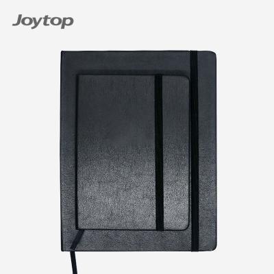 China Joytop High-Rated Custom A5 Hardcover PU Journal Music Notation Black Leather Notebook with Elastic Ribbon for sale