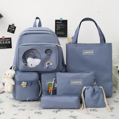 China Fashion Anti-theft Large Capacity High Quality Ladies Travel 5 Piece Cute School Pencil Case Canvas Kids Backpack For Teen Girls for sale