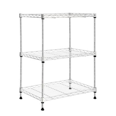 China Sustainable Home Wire Storage 3 Tier Wire Shelving Rack Adjustable Wire Shelving Unit Chrome Wire Shelving Storage for sale