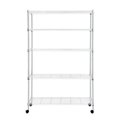 China 5 Tier NSF Adjustable Wire Storage Shelving Unit Grid Shelf Black Metal Wire Shelving Stand for sale