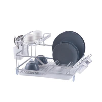 China Double Layers Sustainable Restaurant Use Household Kitchen Aluminum Dish Rack For Kitchen for sale