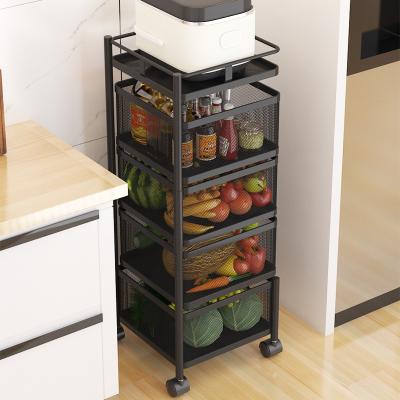 China Sustainable Kitchen Storage Rack Vegetable Storage Rack Rotating Storage Rotating Basket for sale