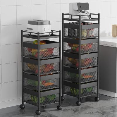 China Household Vegetable Multi-Function Vegetable Storage Rack Rotating Shelf Kitchen Basket Storage Rack for sale