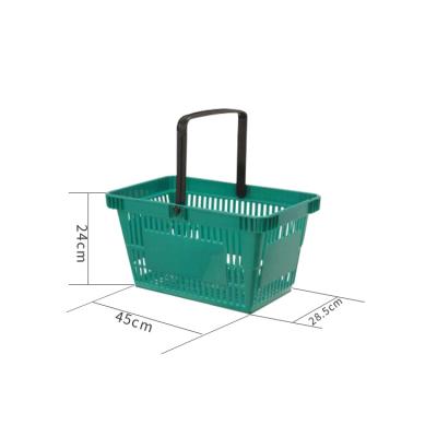 China Green Simple Mordern Supermarket Basket Retail Shopping Basket Hand Basket Shopping 45*28.5*24Cm for sale